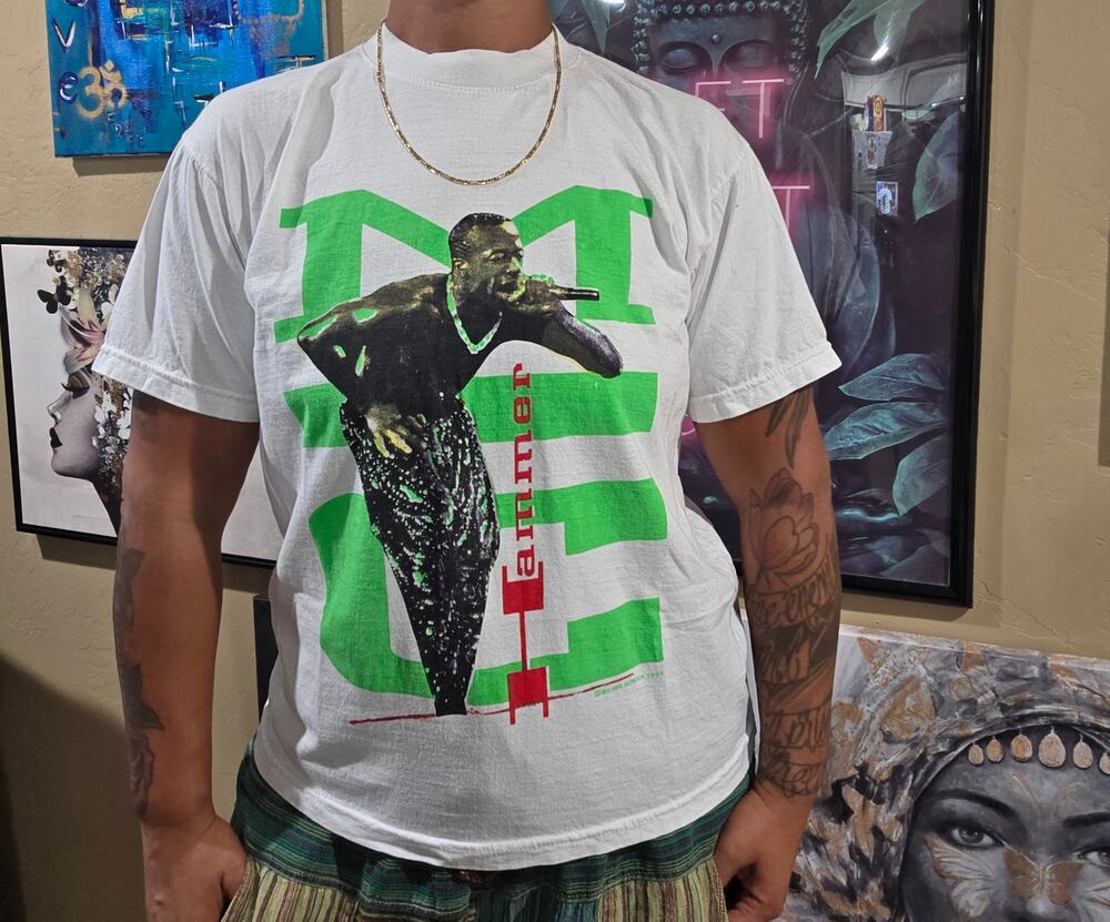 1997 MC Hammer Vintage Double Sided Band Grunge White Rap Tee Size M/L